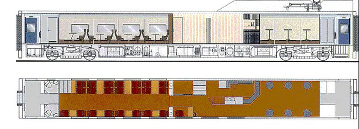Трансформаторный прицепной вагон с буфетом и салоном туристического класса схема
